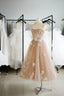 Champagne Lace Short A-Line Formal Prom Dresses, Cute Homecoming Party Dresses