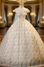 Champagne Tulle Flower Off the Shoulder Quinceanera Dresses