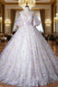 Champagne Tulle Flower Puff Sleeve Quinceanera Dresses