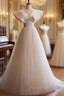 Champagne Tulle V-neck Wedding Dresses