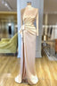 Charming High Neck Long Sleeves Formal Prom Dresses Front Split Long