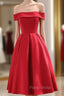 Charming Satin Red Off The Shoulder Homecoming Dresses, Party Dresses