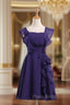 Cheap bridesmaid Dresses Square Neck Short Bridesmaid Dresses Purple Chiffon Dresses