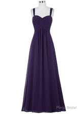 Cheap Purple Straps Chiffon Pleats Bridesmaid Dress