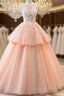 Chic A-Line Scoop Long Formal Prom Dresses Lace Formal Prom Dresses Ball Gowns Formal Dresses