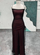 Chic Black and Red Long Cross Back Party Dress, Black and Red Wedding Party Dress