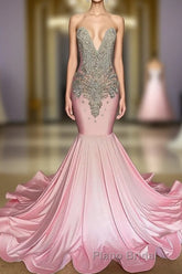 Chic High-neck Sleeveless Mermaid Formal Prom Dress With Beading