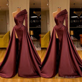 Chic Long Sleeve One Sleeve Evening Dress With Split On Sale