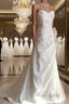Classy Mermaid Spaghetti Straps White Satin Long Wedding Dresses Bridal Dresses