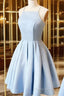 Custom Made A Line Light Blue Short Formal Prom Dresses, Short Blue Homecoming Dresses, Formal Dresses