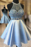 Cute Blue Short Formal Prom Dresses, Blue Homecoming Dresses