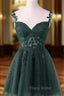 Cute Green Tulle Short Straps Sweetheart Homecoming Dresses, Green Short Formal Prom Dresses