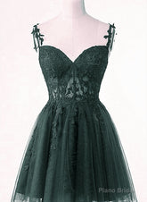 Cute Green Tulle Short Straps Sweetheart Homecoming Dress, Green Short Prom Dress