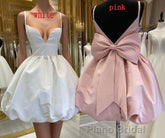 Cute V-Neck Short Party Cocktail Dresses with Bow
