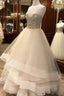 Cute White Tulle Long Formal Prom Dresses, White Formal Dresses