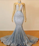 Glamorous Halter Sleeveless Backless Mermaid Floor-length Prom Dress