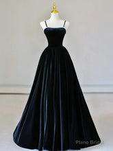Dark Navy Blue Velvet Long Prom Dresses, Dark Navy Blue Velvet Long Formal Evening Dresses