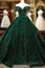 Deep Green Long Quinceanera Dresses Sweet 16 Formal Prom Dresses Pageant Dresses