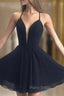 Deep V Neck Short Yellow Black Formal Prom Dresses, Short Backless Formal Homecoming Dresses
