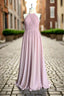 Dusty Rose Halter Keyhole Lace Long Bridesmaid Dresses