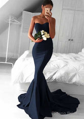 Elastic Satin Prom Dresses Trumpet/Mermaid Sweetheart Court Train With Pleated