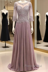 Elegant Lace Jewelry Collar With 3/4 Sleeves Mother Of The Bride Dresses