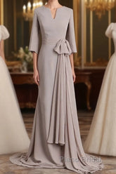 Elegant Mermaid 3/4 Long Sleeved Chiffon Bra With Belt Bride Mother Of The Bride Dresses