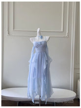 Elegant Spaghetti Straps Blue Chiffon Homecoming Dress Birthday Dress