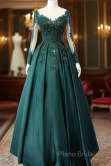 Emerald Green Long Sleeve Quinceanera Dresses Ball Gown Plus Size 15 Junior Formal Prom Dresses