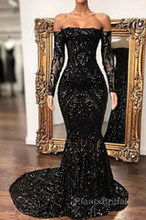 Fabulous Long Sleeve Sequins Mermaid Formal Prom Dresses