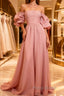 Fairy A Line Pink Long Formal Prom Dresses Evening Dresses
