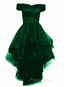 Fashionable Dark Green High Low Tulle with Lace Homecoming Dresses, Green Party Dresses