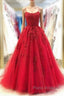 Ball Gown Red Criss-cross Back Formal Prom Dresses