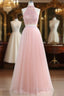 Floor-Length Tulle Sleeveless Formal Prom Dresses