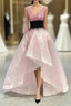 For You Pink Organza V-neck Heavy Beading Formal Prom Dresses