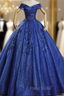 For You Royal Blue Ball Gown Sequins Beading Appliques Quinceanera Dresses