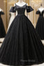 For Your Big Night Black Ball Gown Tulle Spagehtti Straps Quinceanera Dresses