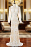 Formal Celebrity Dresses Mermaid Deep V-neck Long Sleeves Slit Sexy Long Evening Dresses
