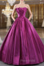 Fuchsia Satin Strapless Pleats Formal Prom Dresses