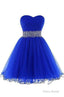 A Line Homecoming Dresses, A Line Sweetheart Short Tulle Lace Up Royal Blue Homecoming Dress
