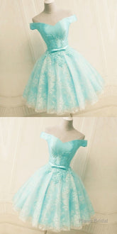 Green Off The Shoulder Appliques Short Homecoming Dress