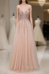 Glamorous Sequins V-Neck Long Evening Formal Prom Dresses Floor Length