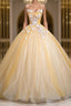 Gold Tulle Sequins Butterfly Quinceanera Dresses