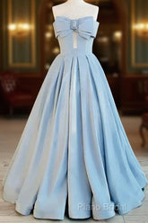 Gorgeous Balll Gown Sweetheart Blue Satin Long Formal Dresses Formal Prom Dresses