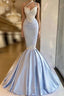Gorgeous Halter Mermaid Formal Prom Dresses Long With Lace Appliques