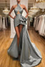 Gray Robe De Soiree Sheath Sheath Halter Detachable Sexy Long Formal Prom Dresses Formal Prom Gown Evening Dresses