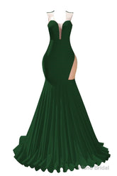 Green Prom Dresses Sexy Mermaid Women Evening Dress Sleeveless Open Back