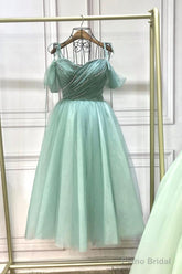 Green Tulle Short A-Line Prom Dress, Cute A-Line Homecoming Party Dress
