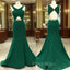 Green V Neck Mermaid Long Formal Prom Dresses, Green Evening Dresses For Teens