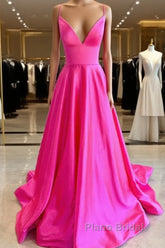 Hot Pink Satin Open Back Dresses